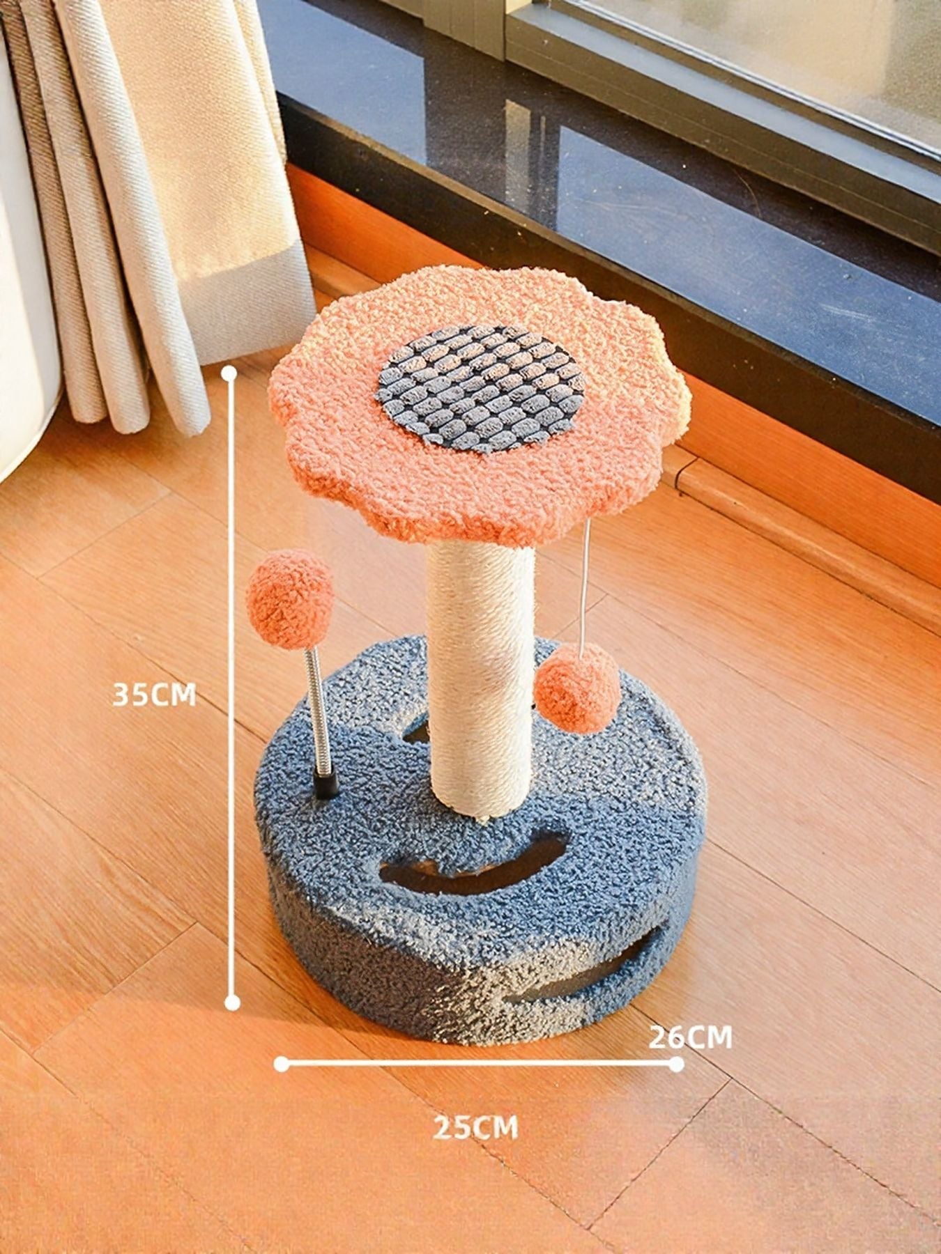 Interactive Cat Scratching Post with Hanging Balls | Wooden Sisal Scratch Tower for Indoor Cats