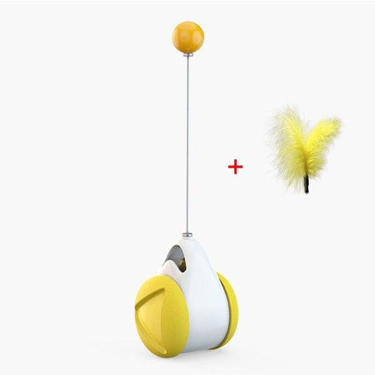 Interactive Balance Cat Toy with Catnip Ball & Feather – Self-Rocking Chasing Toy for Indoor Cats