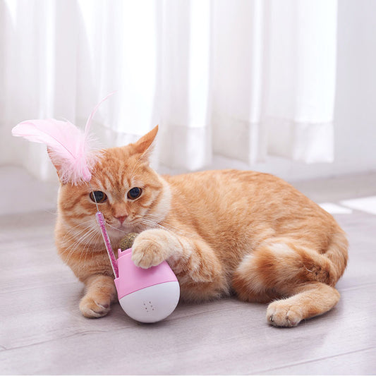 Interactive Catnip Tumbler Toy with Feather | Self-Righting Cat Enrichment & Exercise Toy
