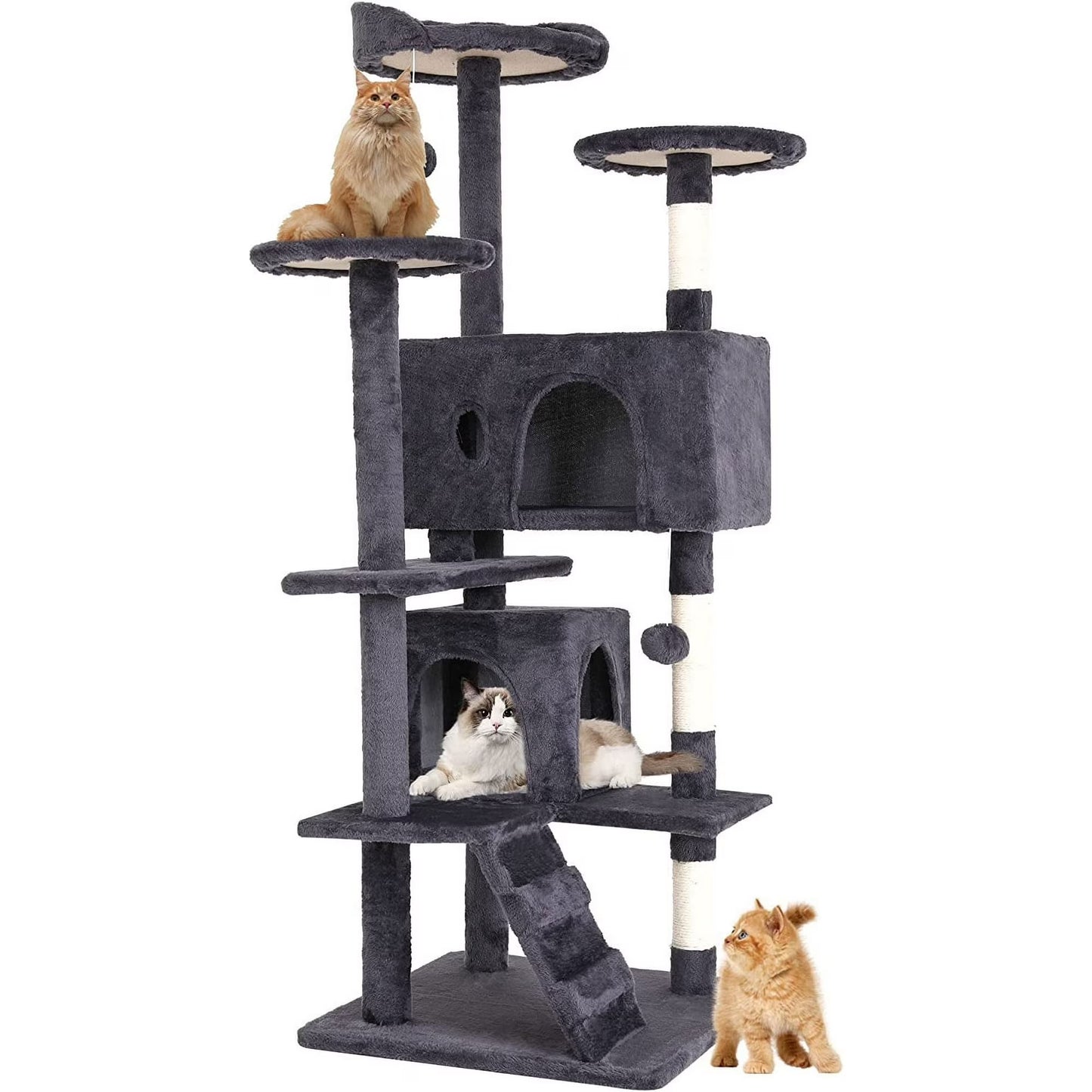 Bestpet 54In Cat Tree Tower with Cat Scratching Posts Stand House Cat Condo with Funny Toys Ashy