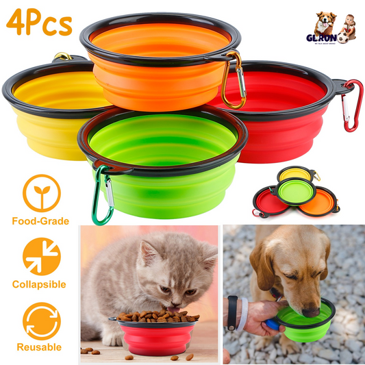 GBruno 4Pcs Silicone Collapsible Dog Bowls