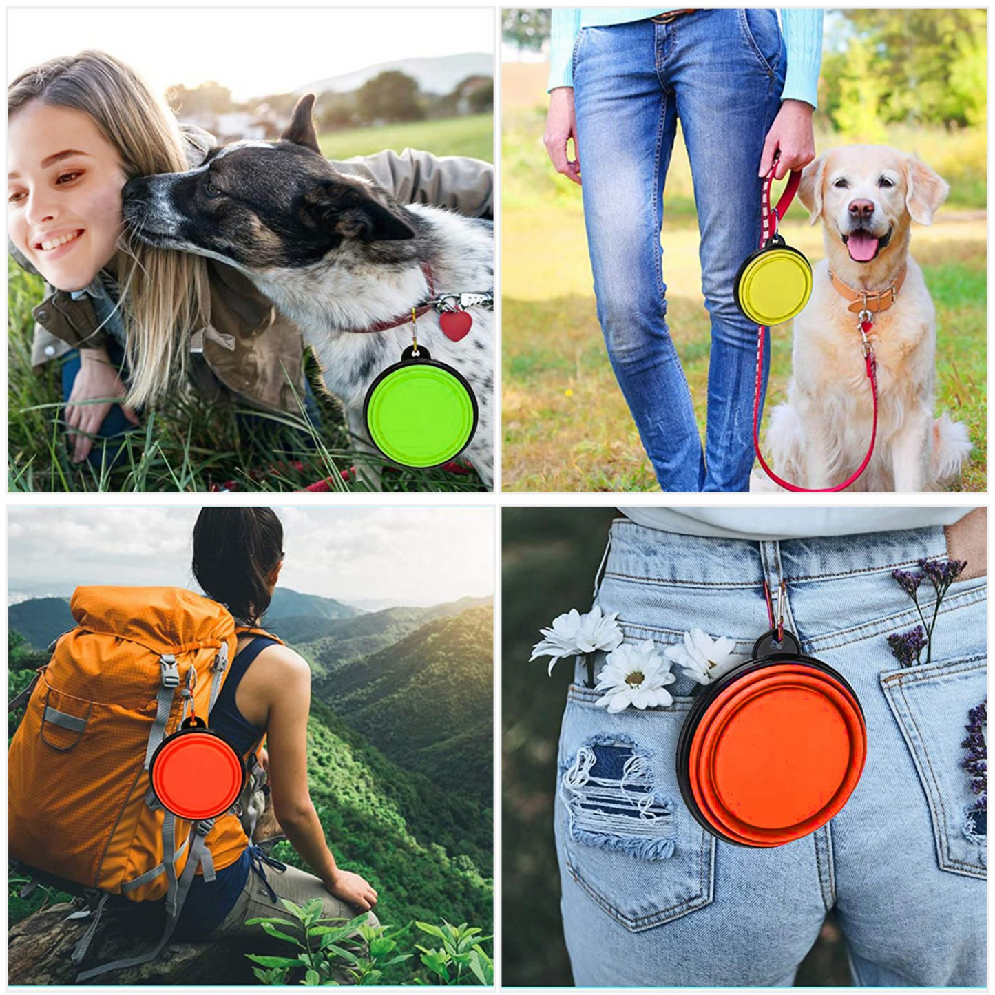 GBruno 4Pcs Silicone Collapsible Dog Bowls