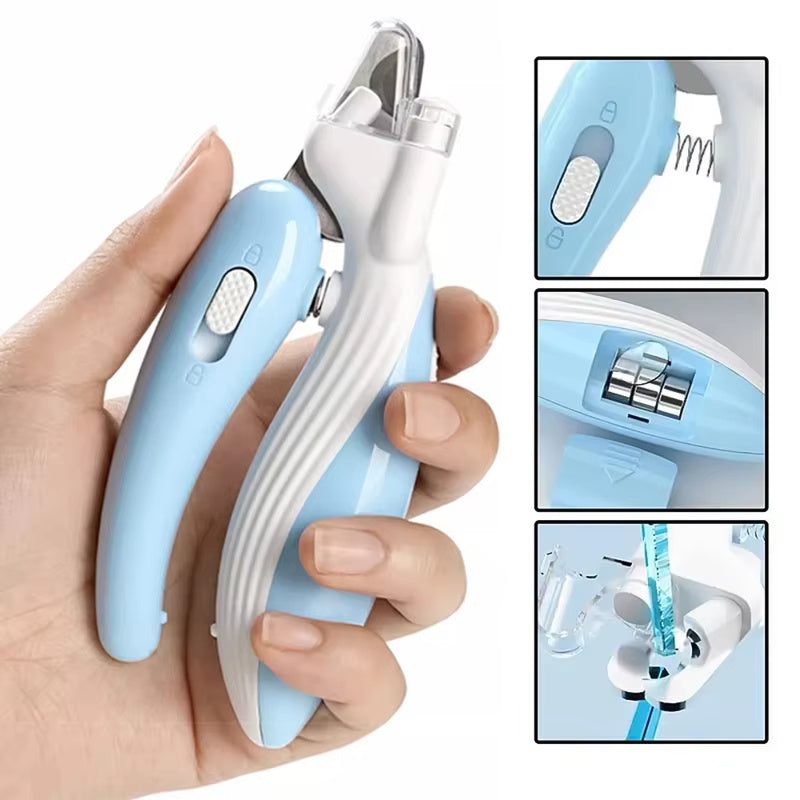 LED Dog & Cat Nail Clippers with Safety Light & Nail Catcher | Professional Pet Nail Trimmer