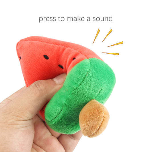 Watermelon Plush Squeaky Dog Toy | Bite-Resistant Interactive Chew Toy for Small & Large Dogs