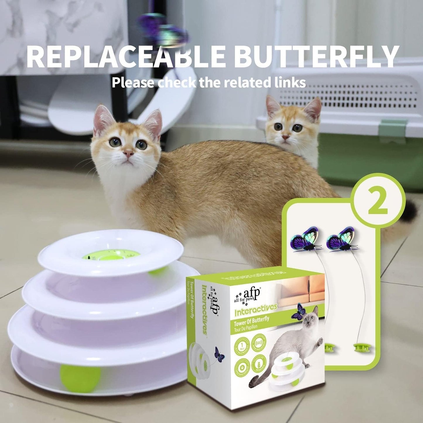 Interactives - Cat Toys - Tower Of Tracks With Butterfly