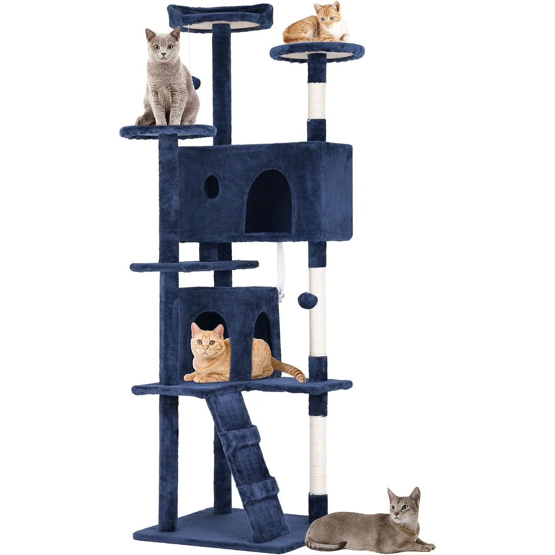 Bestpet 54In Cat Tree Tower with Cat Scratching Posts Stand House Cat Condo with Funny Toys Ashy