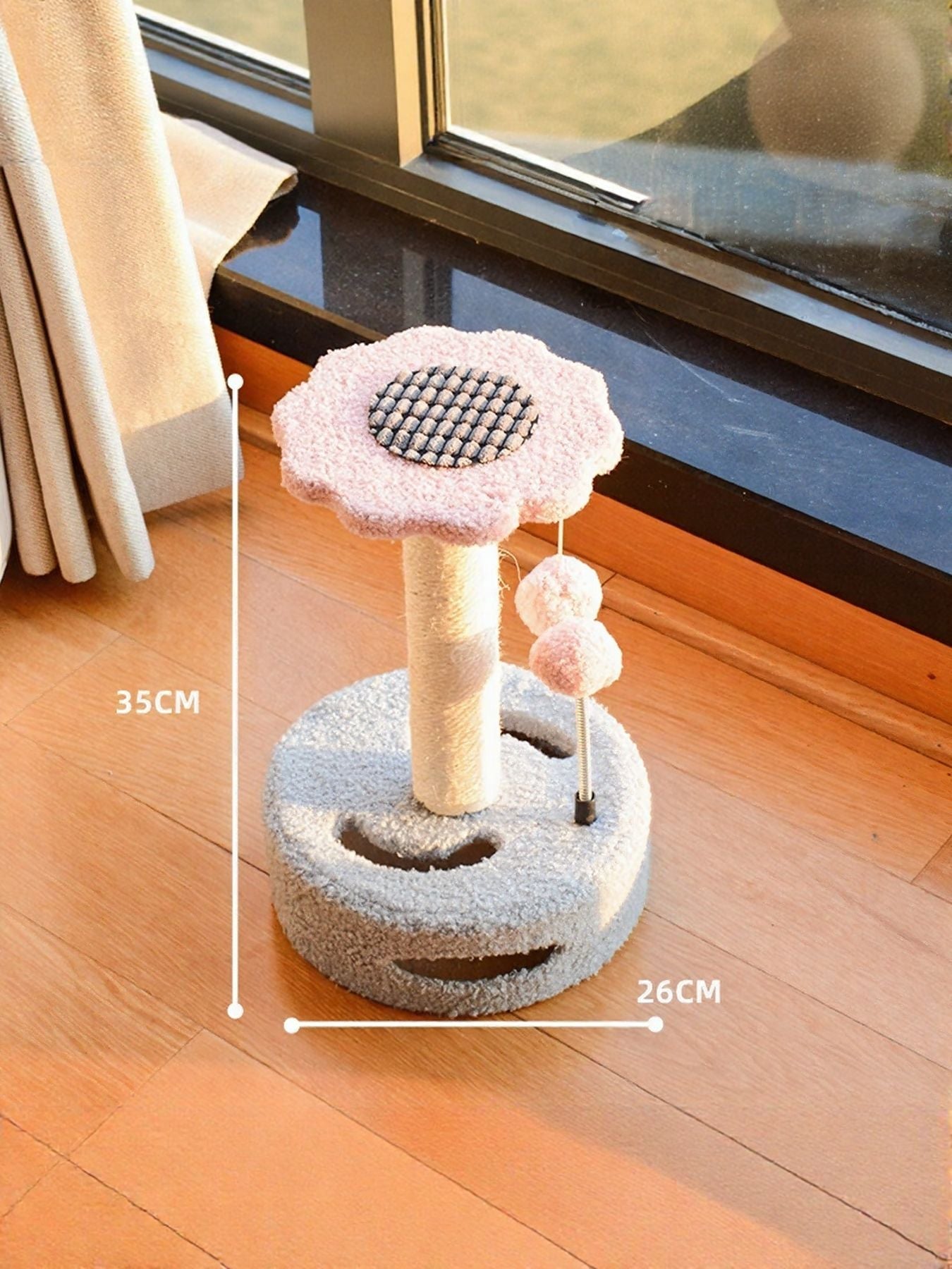 Interactive Cat Scratching Post with Hanging Balls | Wooden Sisal Scratch Tower for Indoor Cats