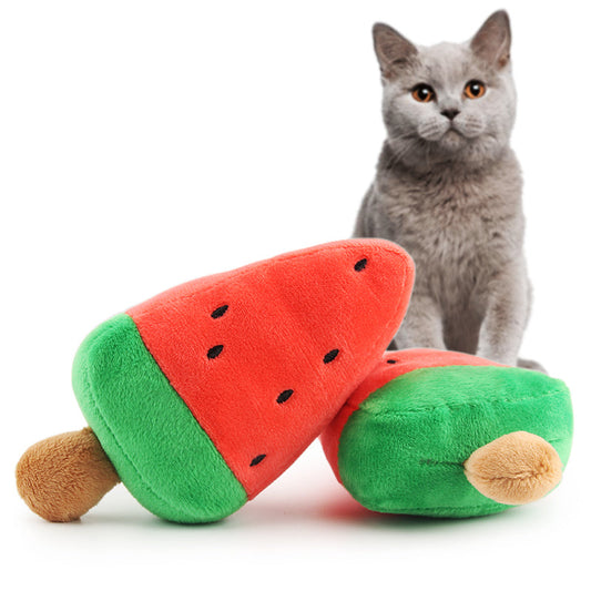 Watermelon Plush Squeaky Dog Toy | Bite-Resistant Interactive Chew Toy for Small & Large Dogs