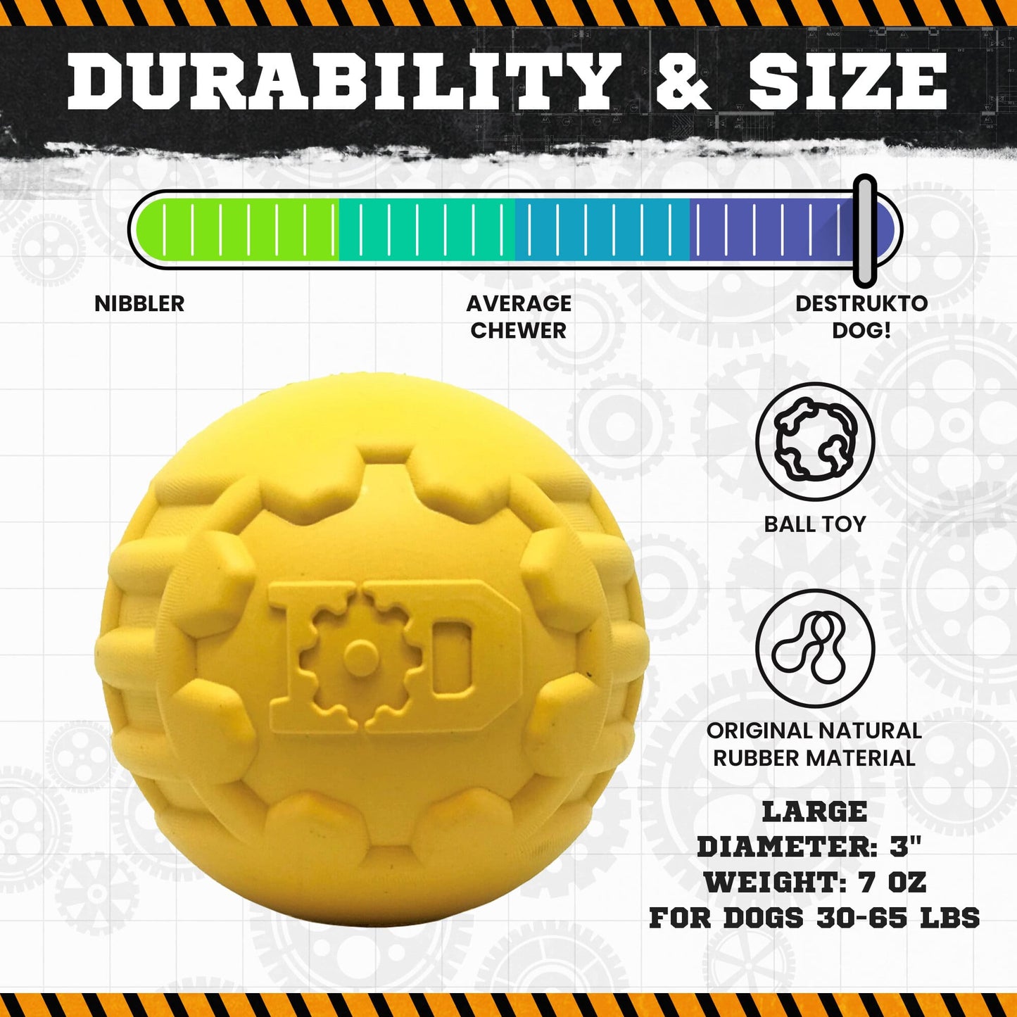 Industrial Heavy-Duty Dog Ball | USA-Made Natural Rubber Treat Dispensing Chew Toy