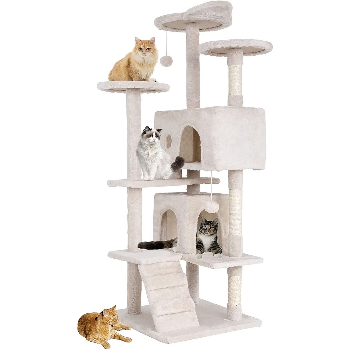 Bestpet 54In Cat Tree Tower with Cat Scratching Posts Stand House Cat Condo with Funny Toys Ashy