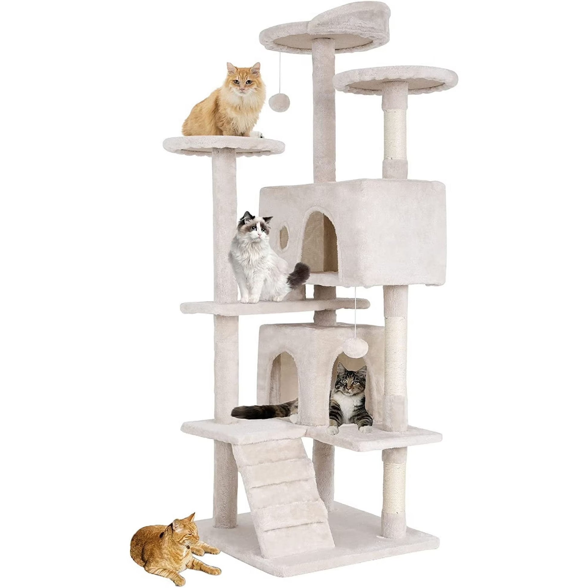 Bestpet 54In Cat Tree Tower with Cat Scratching Posts Stand House Cat Condo with Funny Toys Ashy