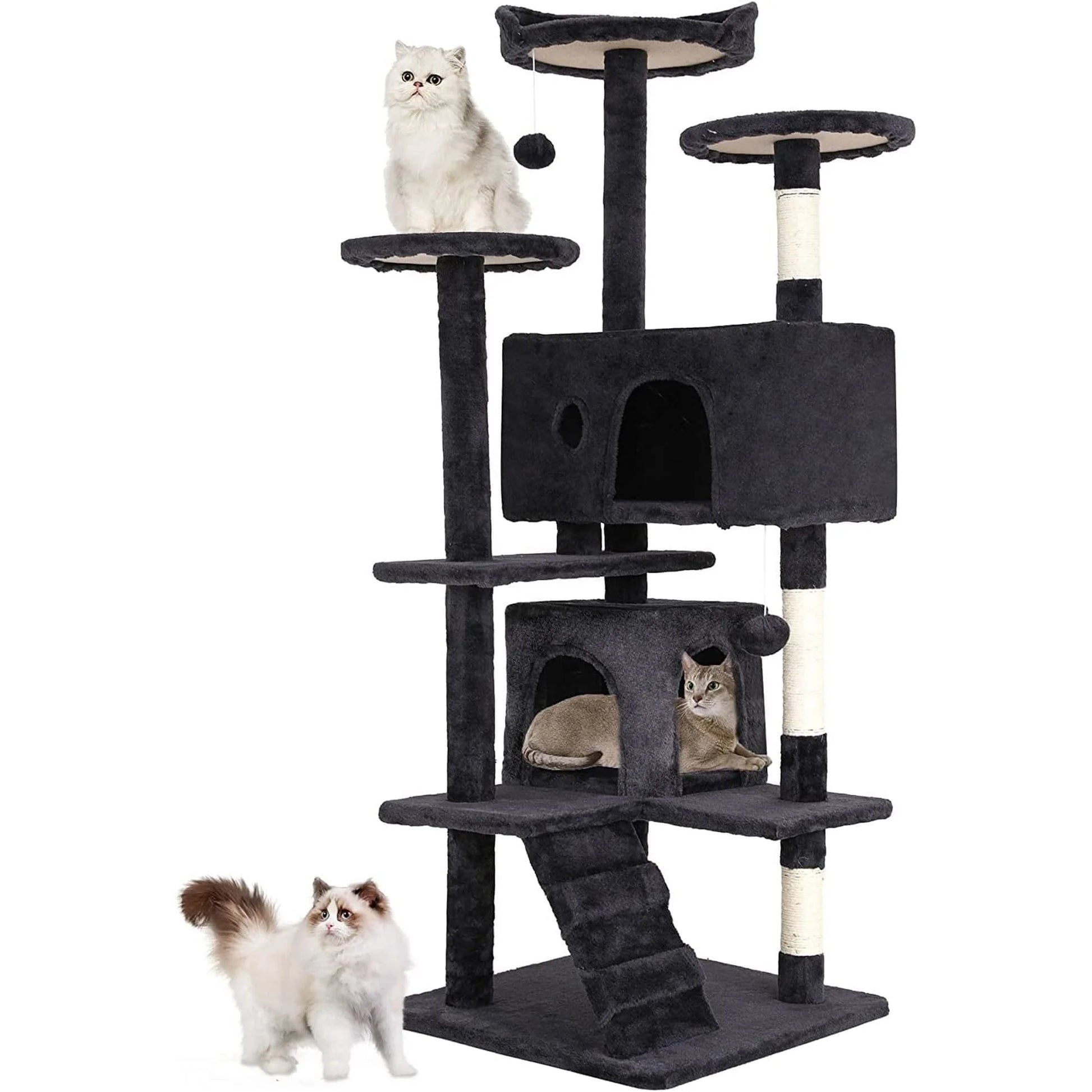 Bestpet 54In Cat Tree Tower with Cat Scratching Posts Stand House Cat Condo with Funny Toys Ashy
