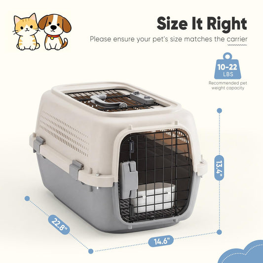 Airline Approved Pet Carrier for Small Dogs & Cats | Hard-Sided Travel Crate with Top & Front Access