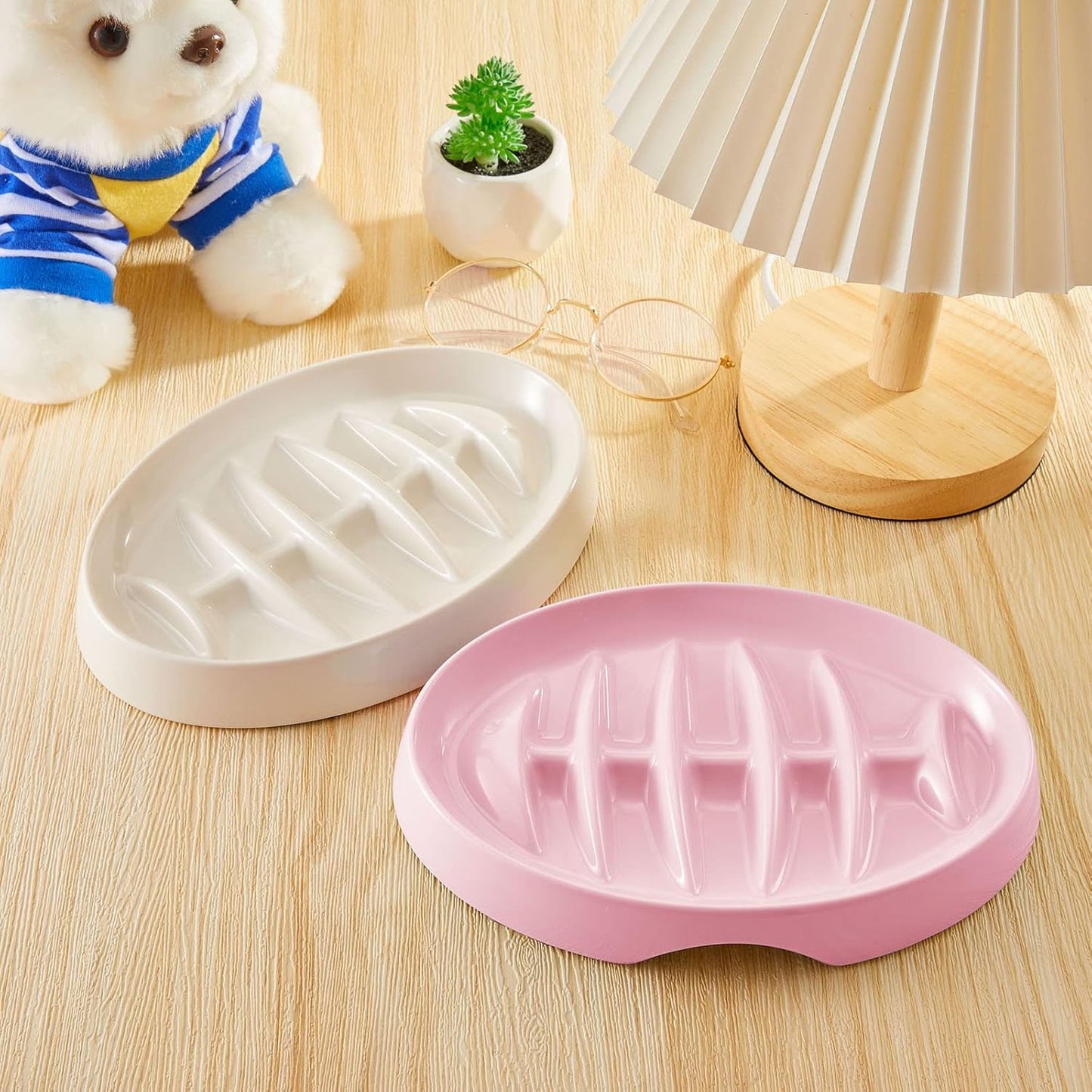 Fishbone Slow Feeder Bowl for Cats & Small Dogs | Interactive Anti-Gulping Pet Feeding Dish