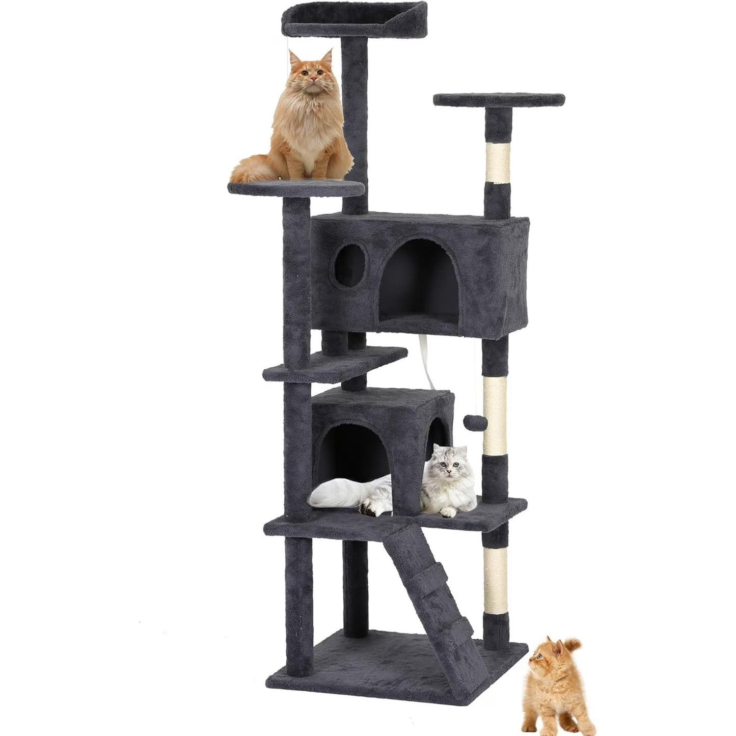 Bestpet 54In Cat Tree Tower with Cat Scratching Posts Stand House Cat Condo with Funny Toys Ashy