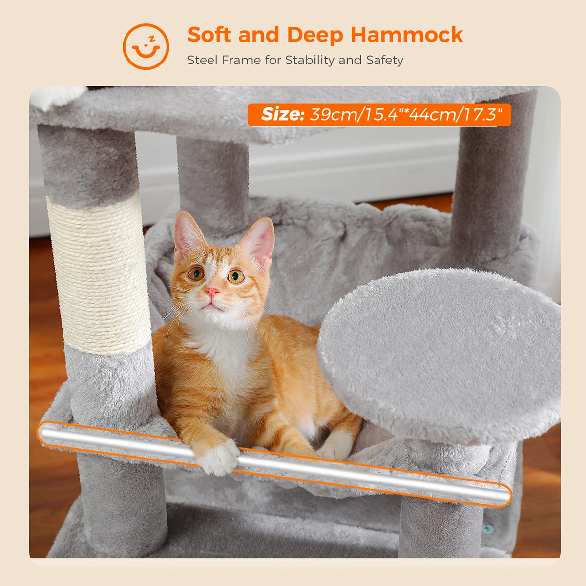 PAWZ Road Cat Tree Tower 54" Multi-Level Cat Condo with 5 Scratching Posts for Indoor Small Cats, Gray