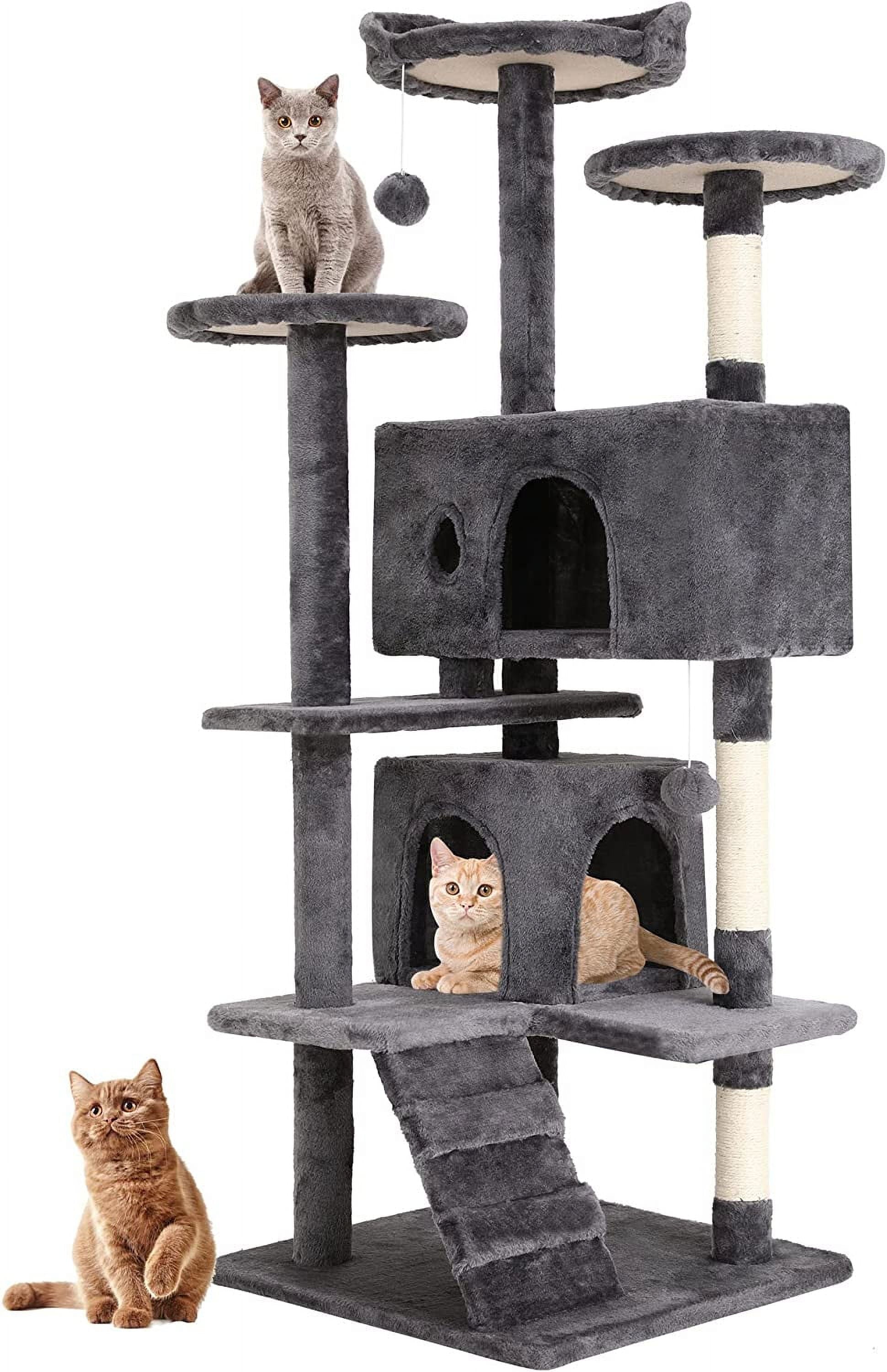 Bestpet 54In Cat Tree Tower with Cat Scratching Posts Stand House Cat Condo with Funny Toys Ashy