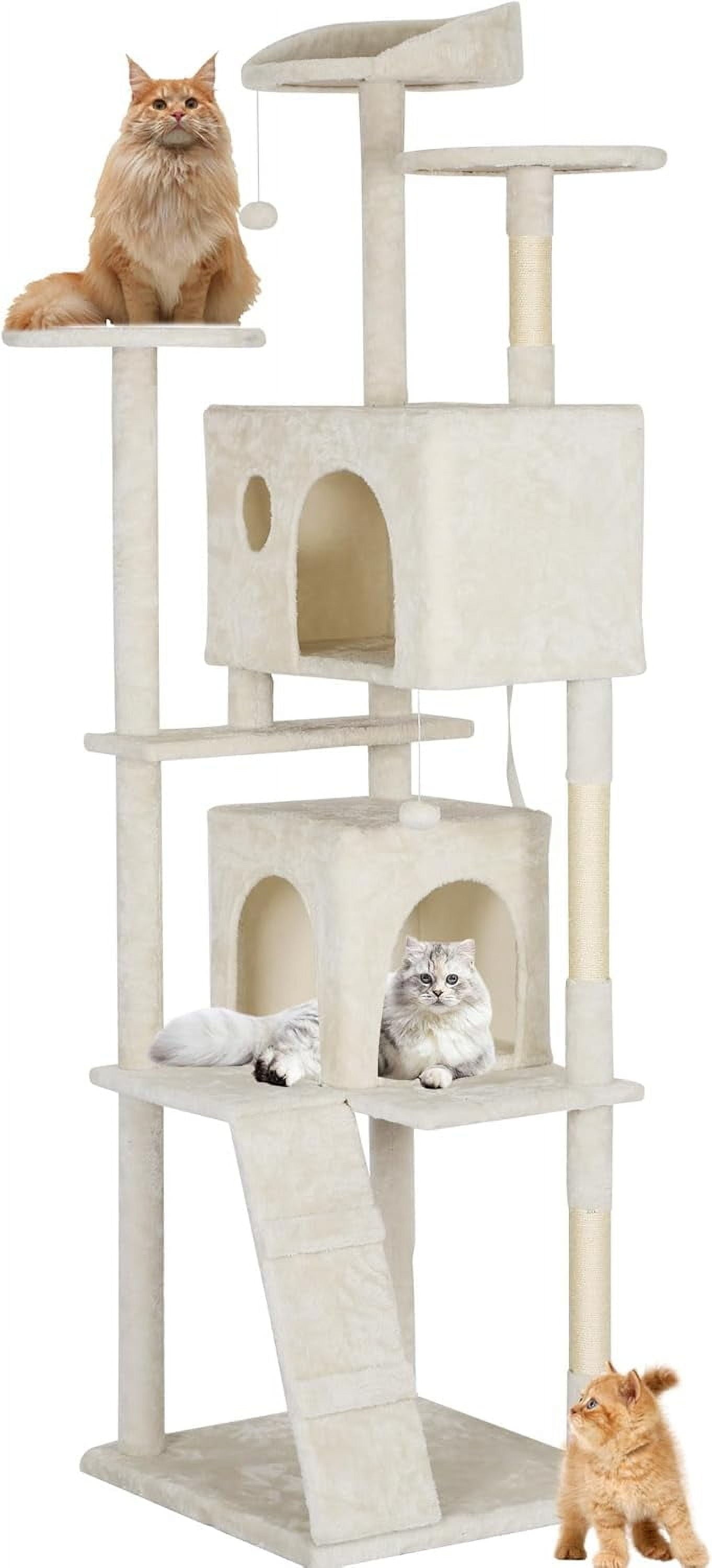 Bestpet 54In Cat Tree Tower with Cat Scratching Posts Stand House Cat Condo with Funny Toys Ashy
