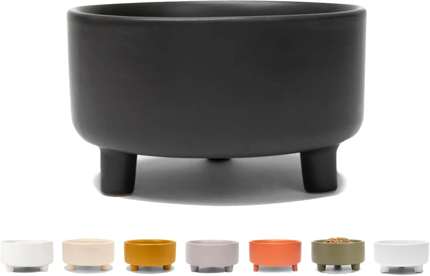 Ceramic Cat & Dog Pet Bowl, Elevated Stoneware Feeder, Dishwasher Safe