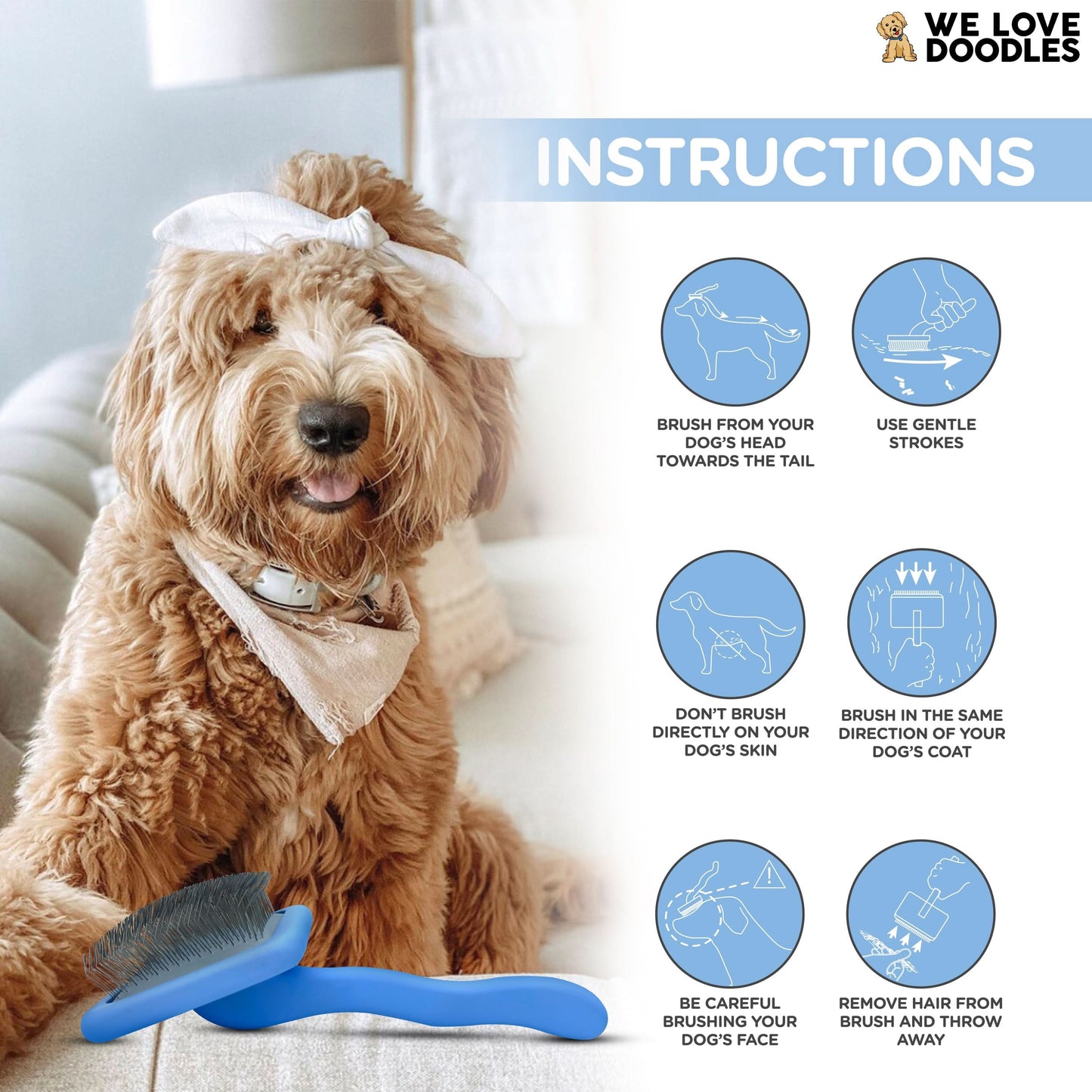 Professional Long Pin Slicker Brush for Dogs | Deshedding & Dematting Grooming Brush