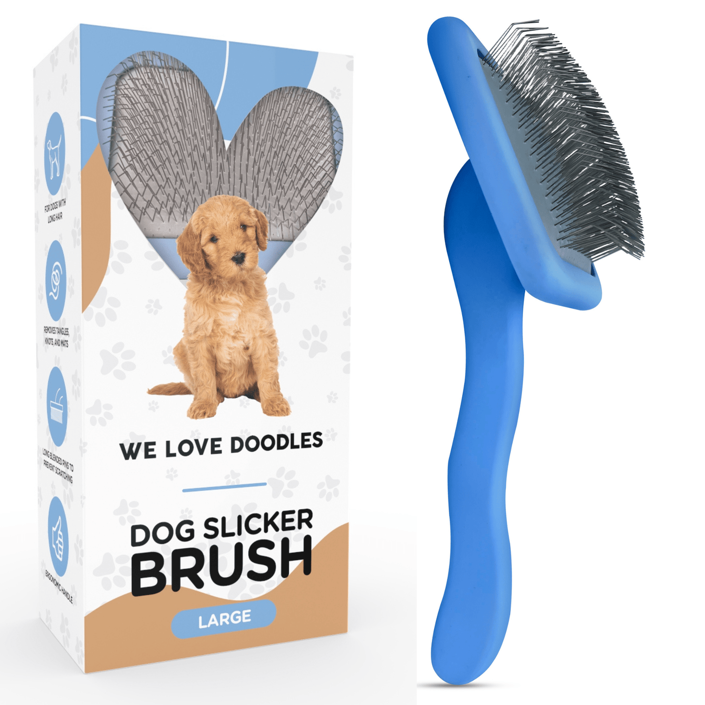 Professional Long Pin Slicker Brush for Dogs | Deshedding & Dematting Grooming Brush