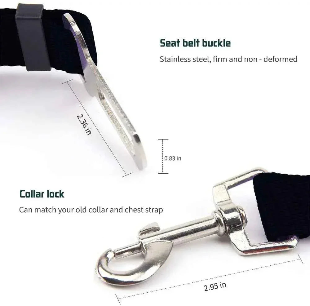 Pet Car Seat Belt Harness – Adjustable Safety Clip for Dogs & Cats