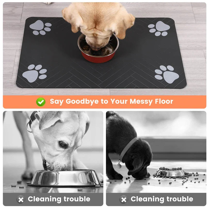 Absorbent Pet Feeding Mat with Waterproof Backing for Dogs & Cats