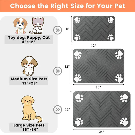 Absorbent Pet Feeding Mat with Waterproof Backing for Dogs & Cats