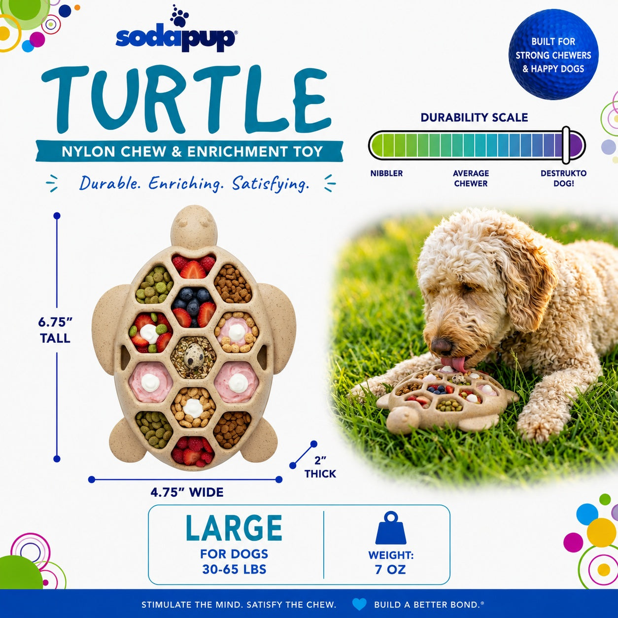 Turtle Nylon Chew Toy | USA-Made Durable Enrichment Dog Toy for Power Chewers