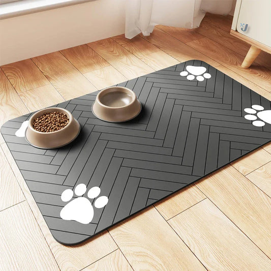Absorbent Pet Feeding Mat with Waterproof Backing for Dogs & Cats