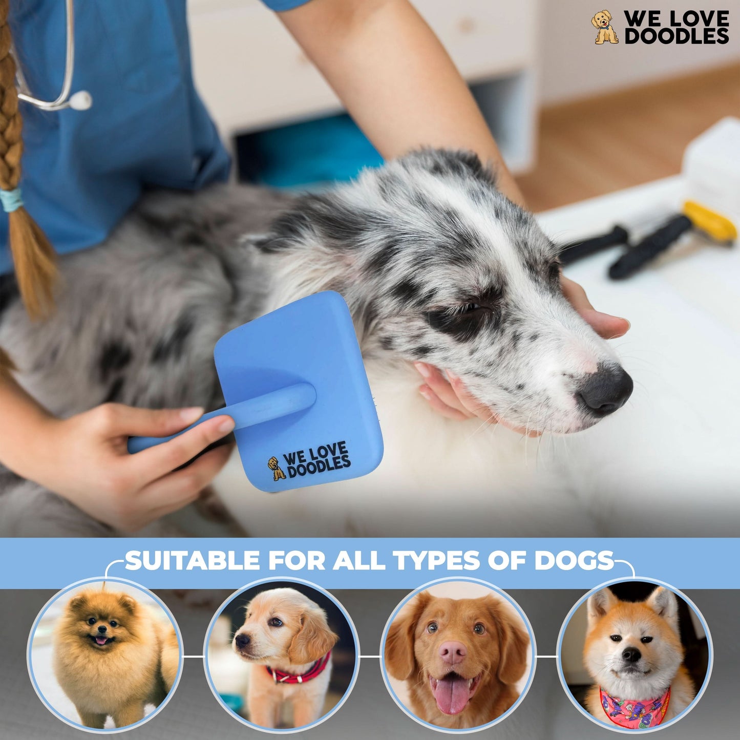 Professional Long Pin Slicker Brush for Dogs | Deshedding & Dematting Grooming Brush