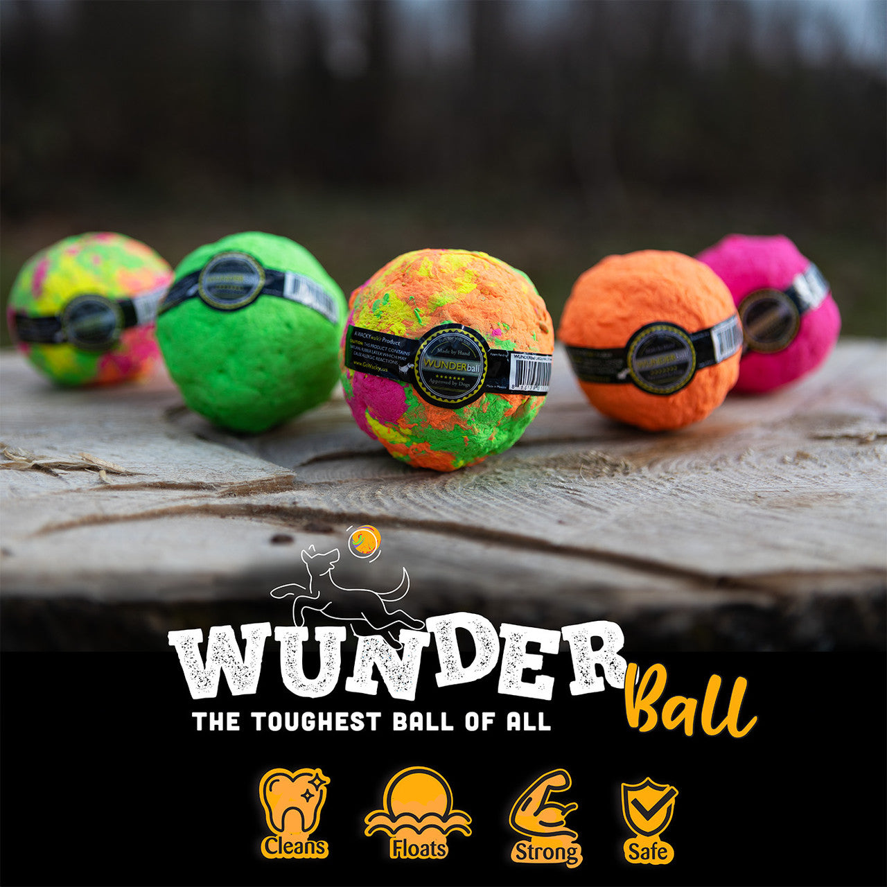 WUNDERball™ Natural Rubber Fetch Ball | Durable Floating Dog Toy for Aggressive Chewers