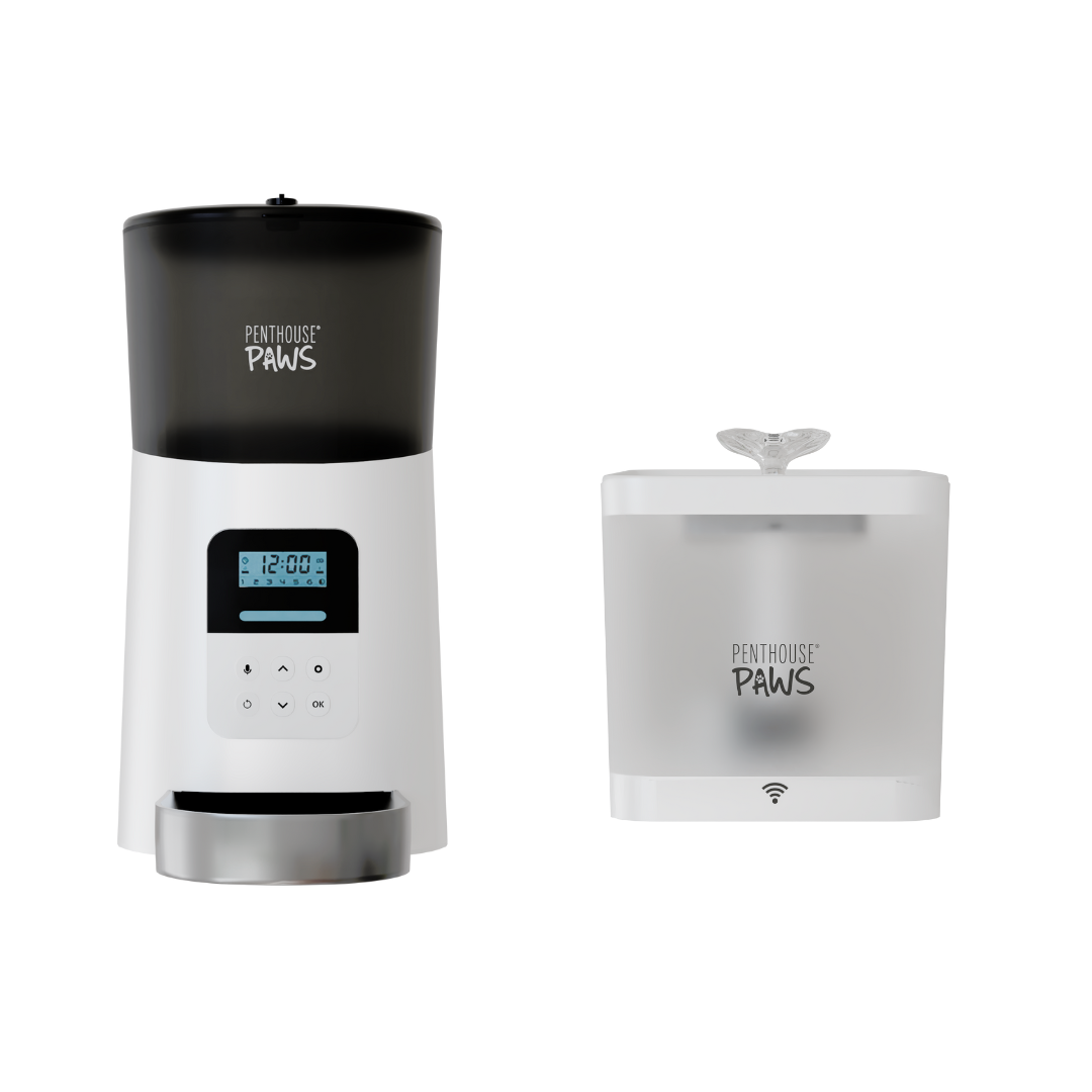Automatic Cat Feeder & Smart Pet Water Fountain Bundle | Programmable Feeding & App-Controlled Hydration System