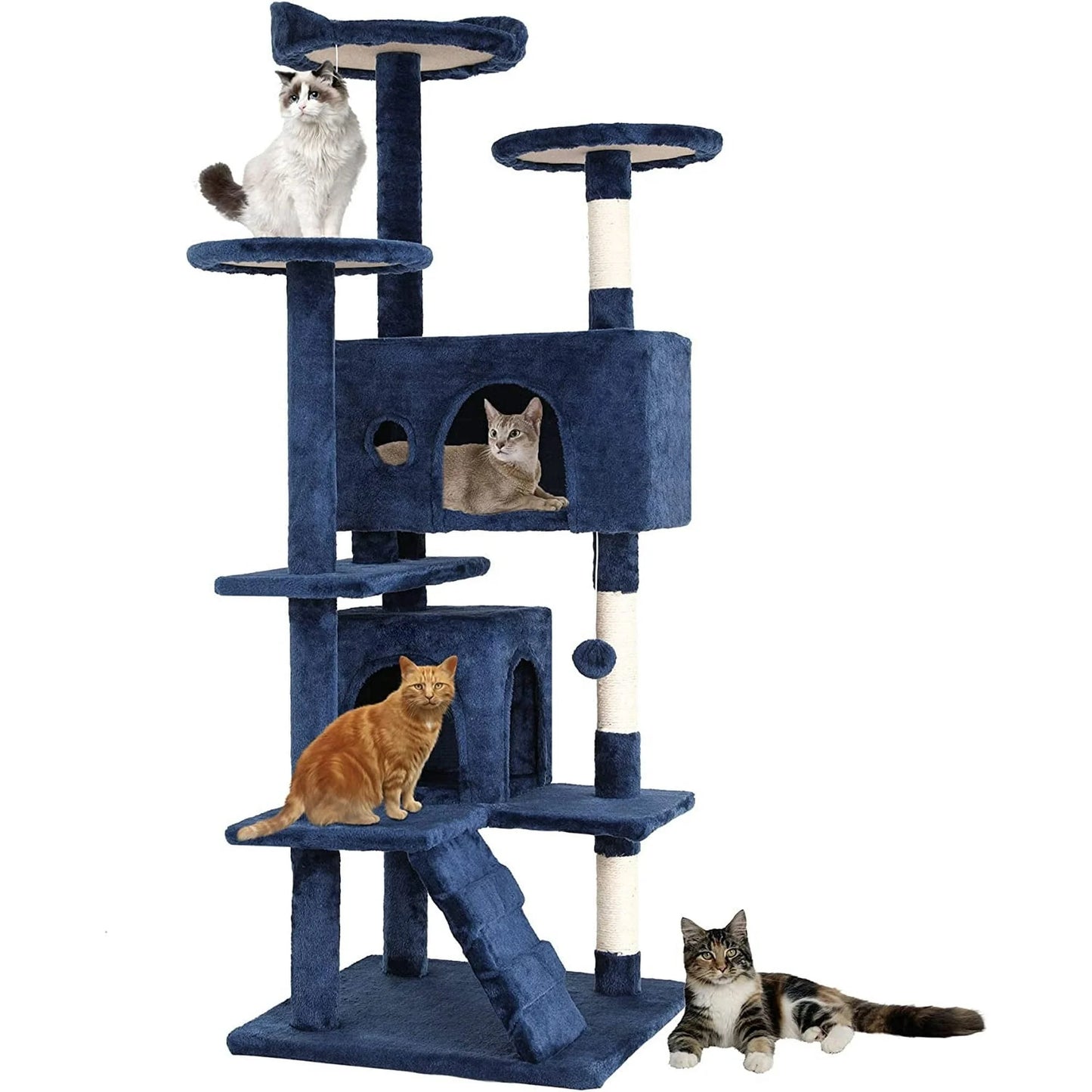 Bestpet 54In Cat Tree Tower with Cat Scratching Posts Stand House Cat Condo with Funny Toys Ashy