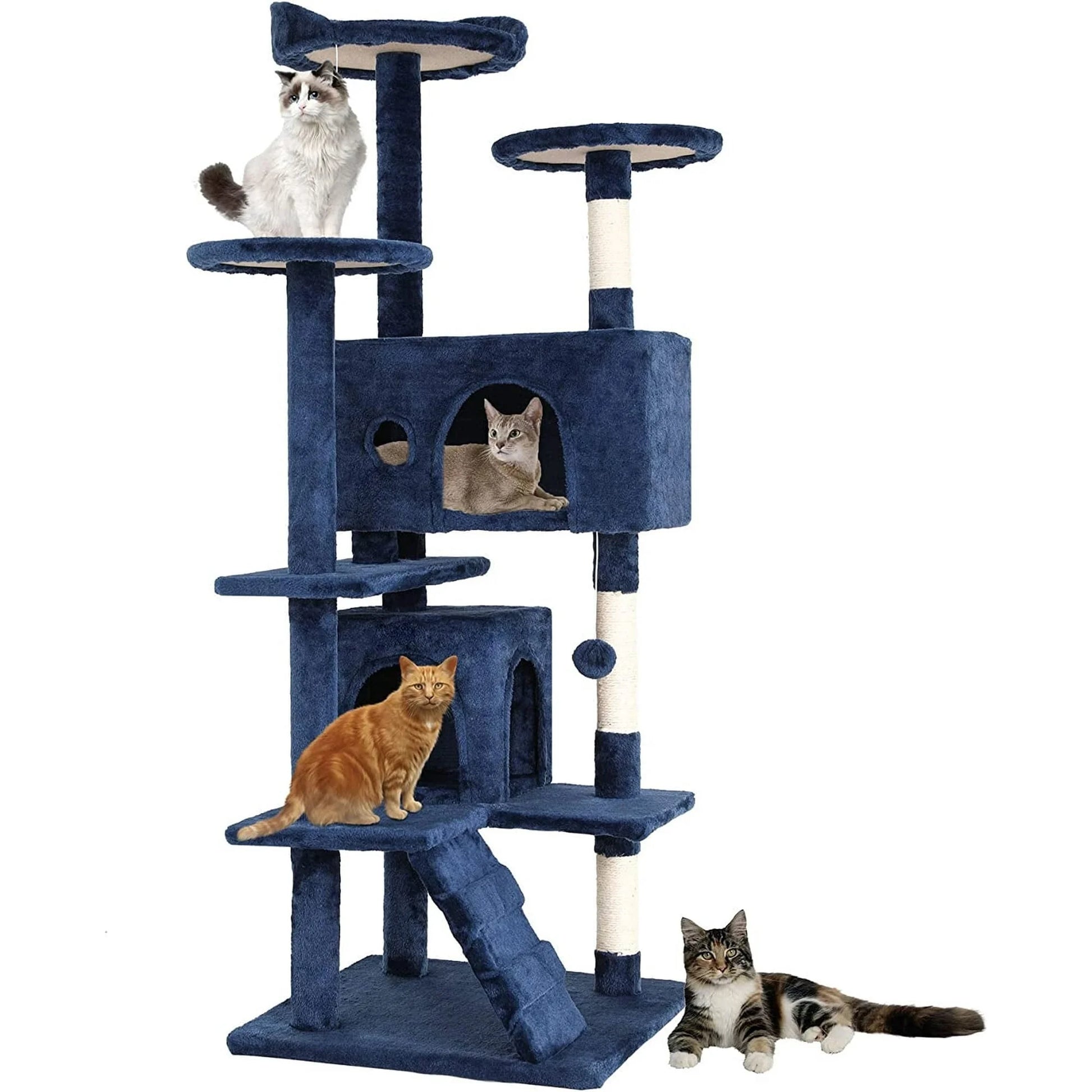 Bestpet 54In Cat Tree Tower with Cat Scratching Posts Stand House Cat Condo with Funny Toys Ashy