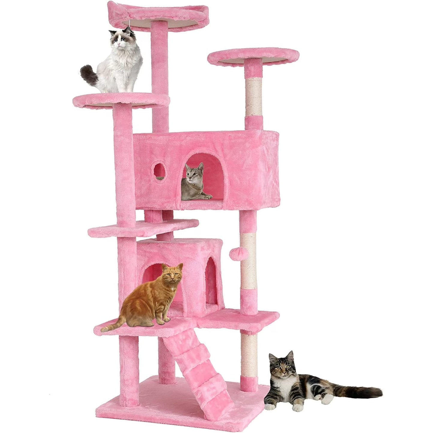 Bestpet 54In Cat Tree Tower with Cat Scratching Posts Stand House Cat Condo with Funny Toys Ashy