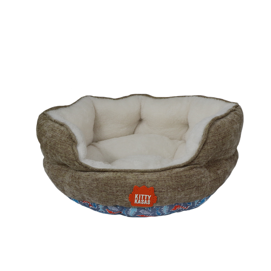 Kitty Kasa Bolster Cat Bed | Soft Washable Plush Cat Bed with Supportive Raised Sides