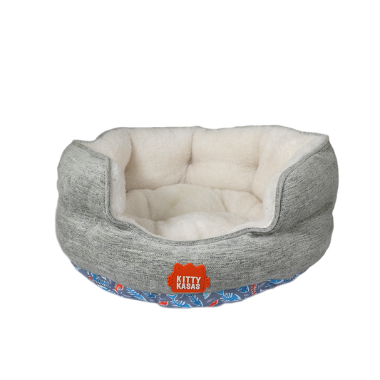 Kitty Kasa Bolster Cat Bed | Soft Washable Plush Cat Bed with Supportive Raised Sides