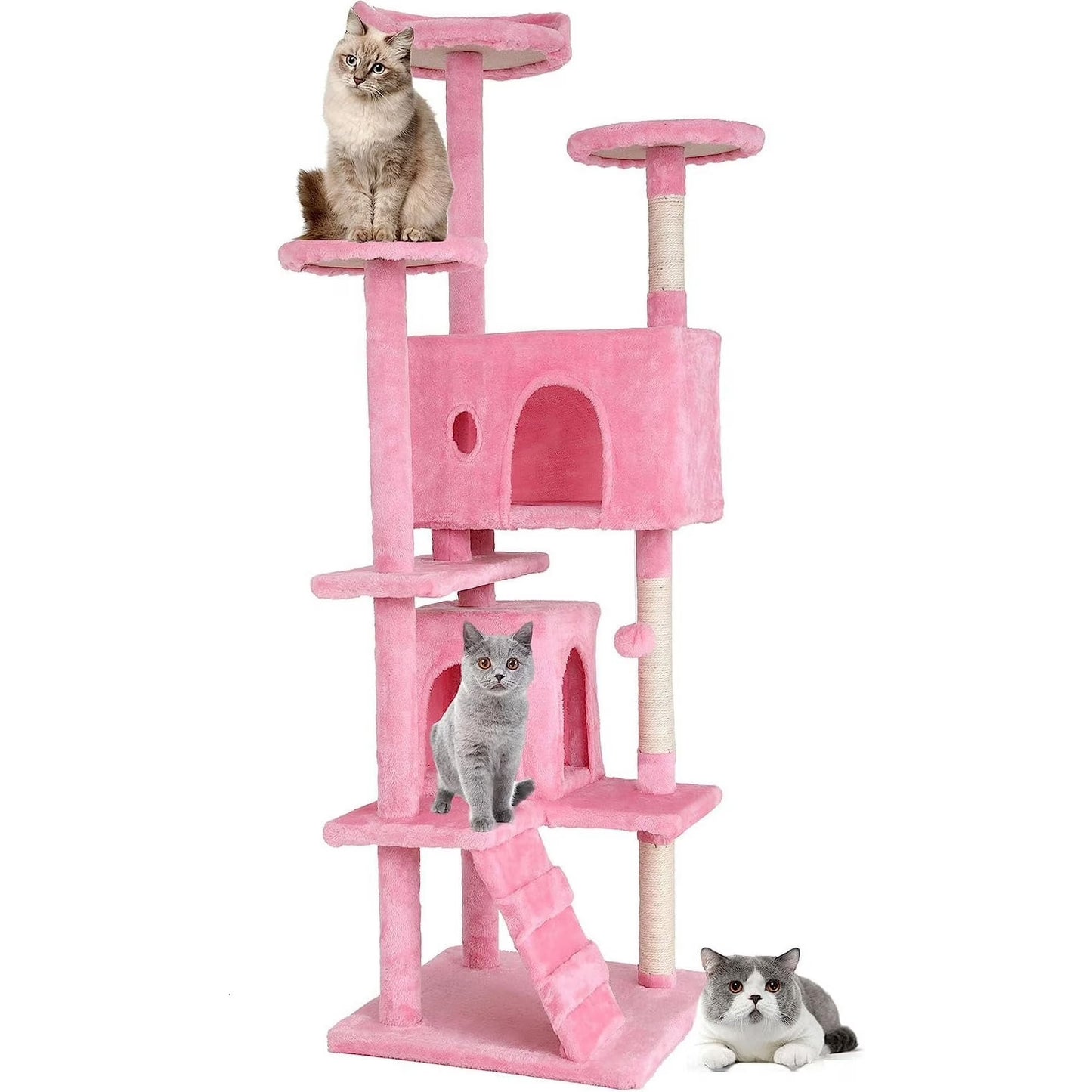 Bestpet 54In Cat Tree Tower with Cat Scratching Posts Stand House Cat Condo with Funny Toys Ashy