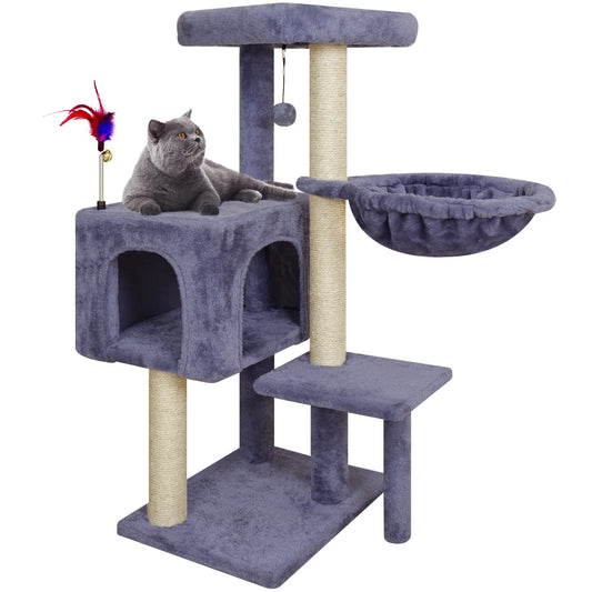 WK 35.43" Cat Tree Tower with Cat Scratching Posts,Cat Tower with Cat Condo and Toy Balls,Grey