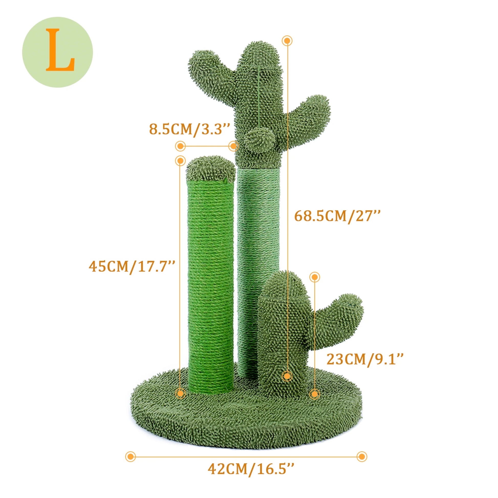 PAWZ Road 27" Cactus Cat Scratching Posts Sisal Cat Scratcher Green Large