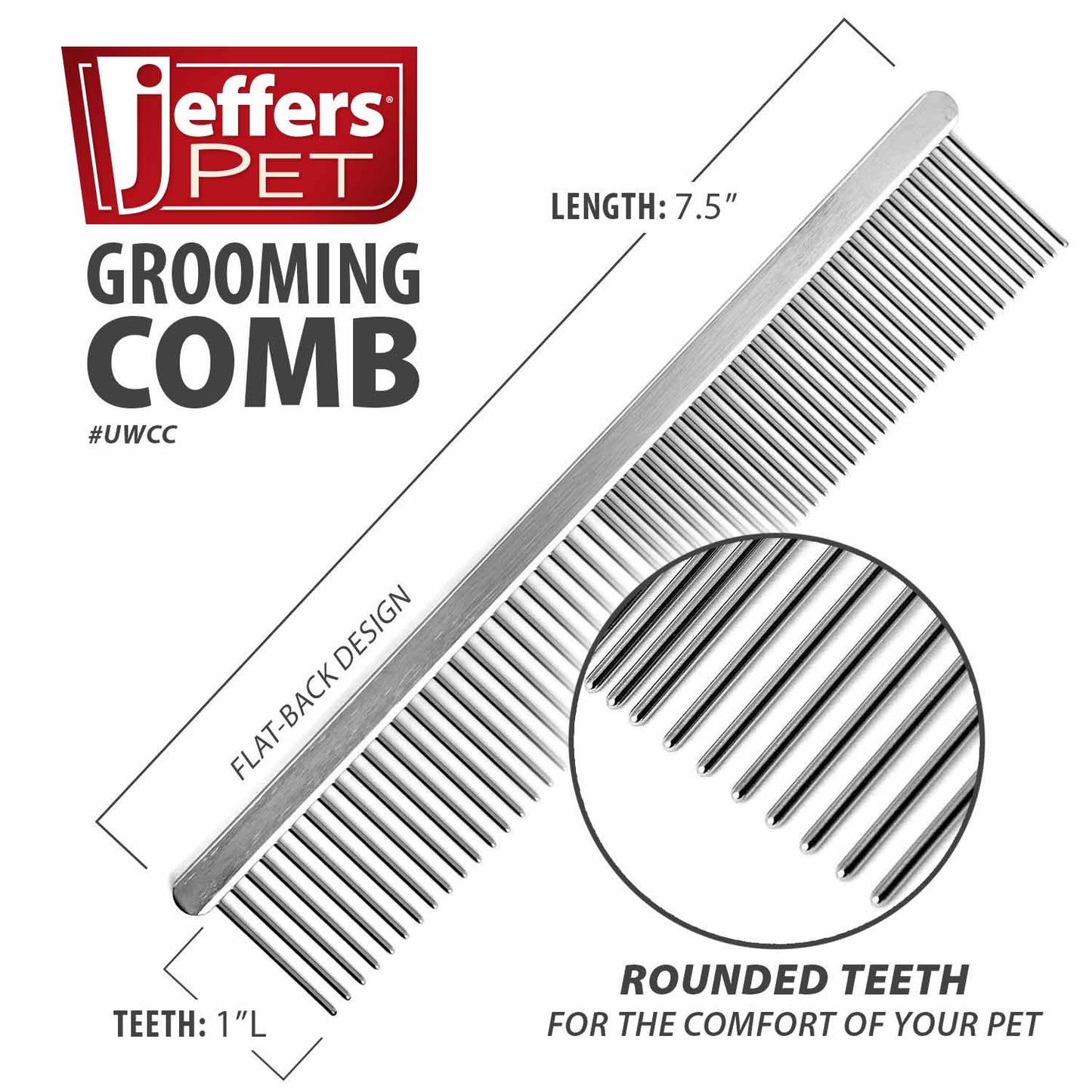 Fine & Wide Tooth Pet Comb for Removing Tangles and Loose Fur