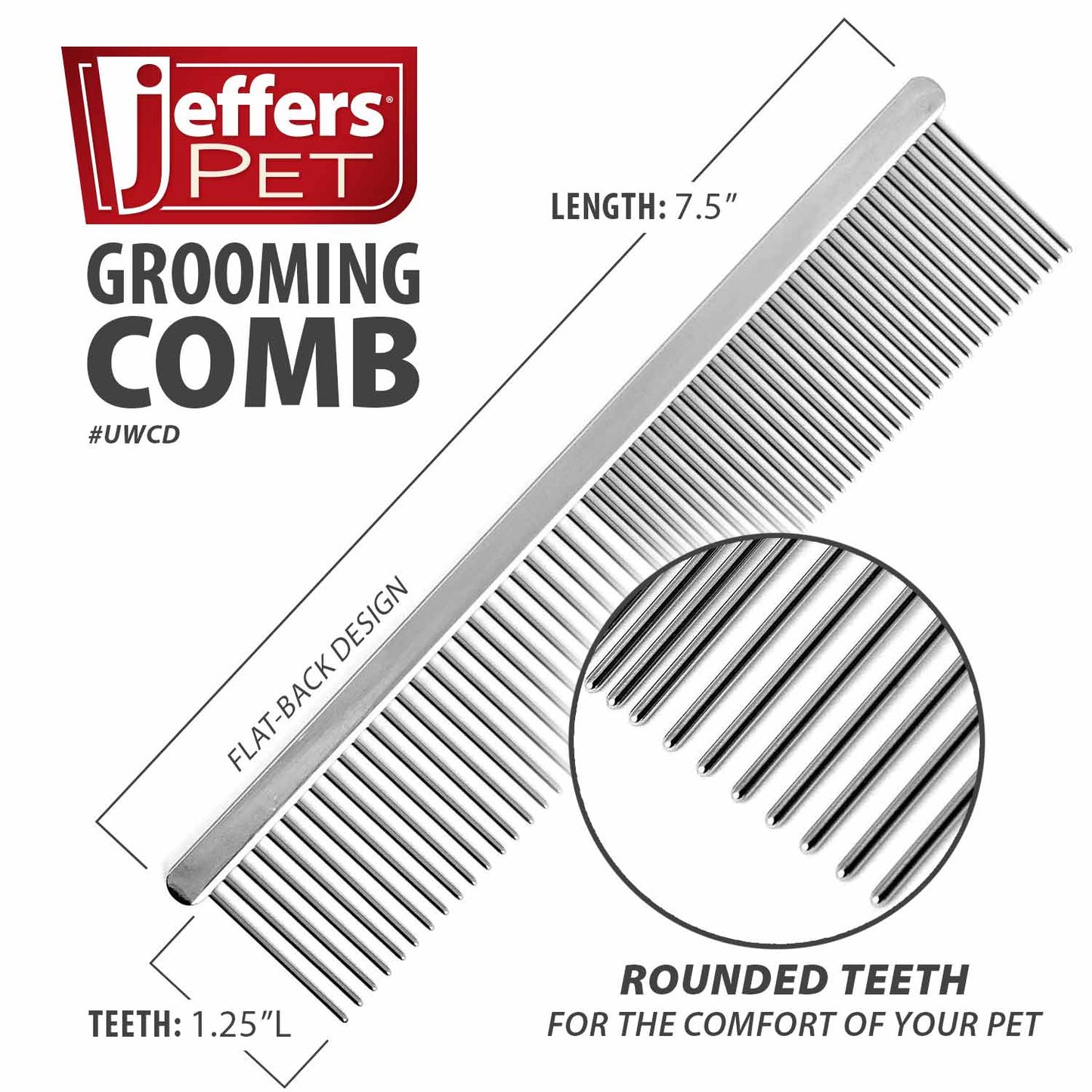 Fine & Wide Tooth Pet Comb for Removing Tangles and Loose Fur