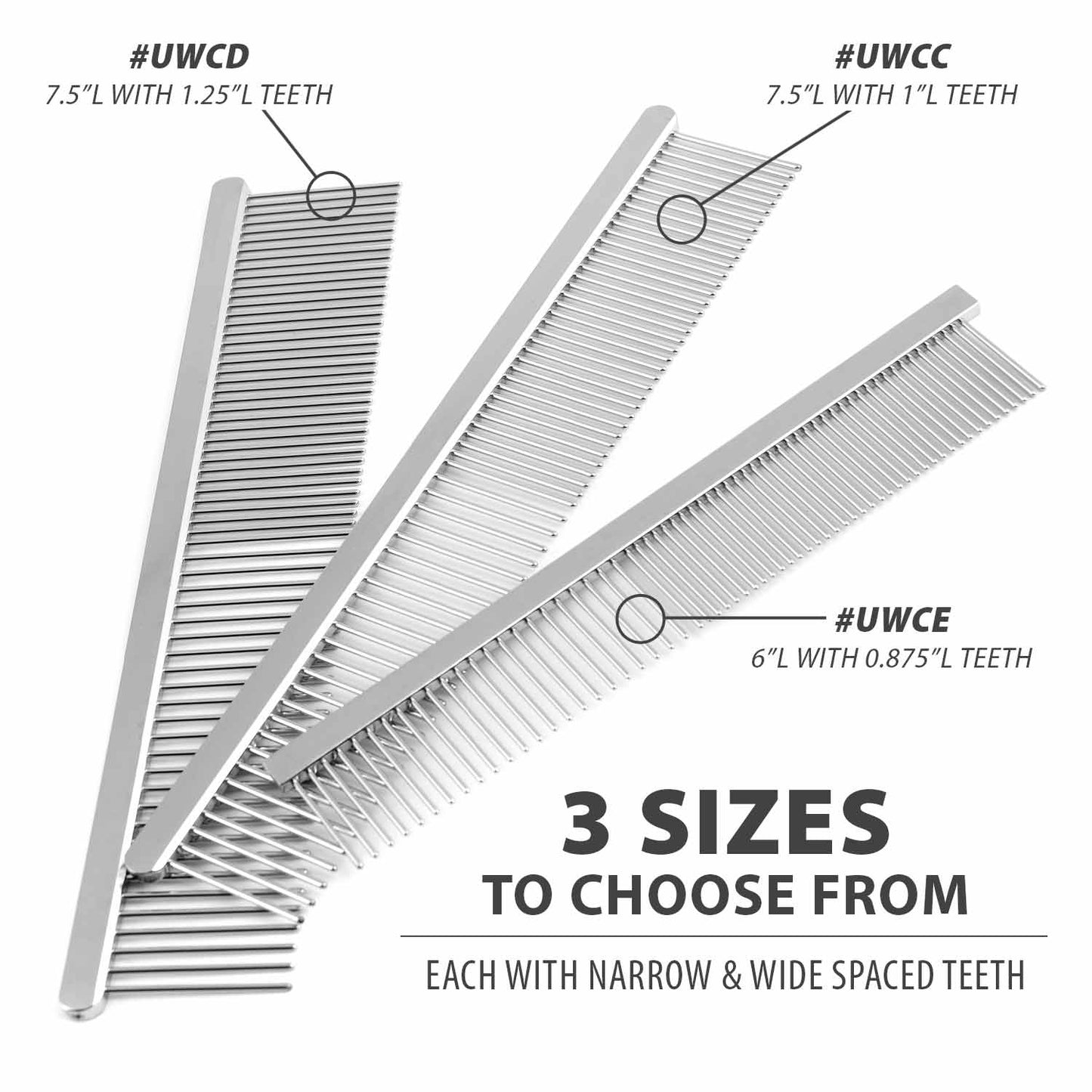 Fine & Wide Tooth Pet Comb for Removing Tangles and Loose Fur
