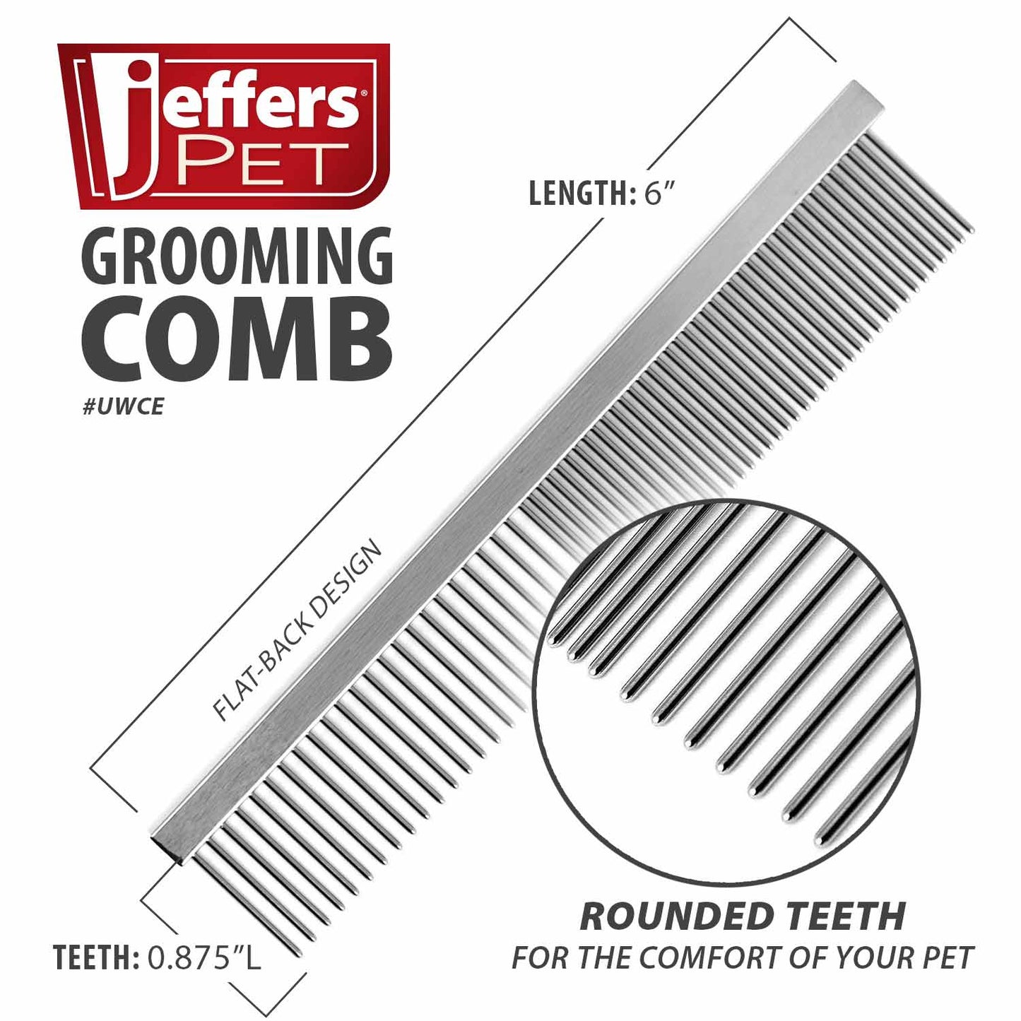 Fine & Wide Tooth Pet Comb for Removing Tangles and Loose Fur