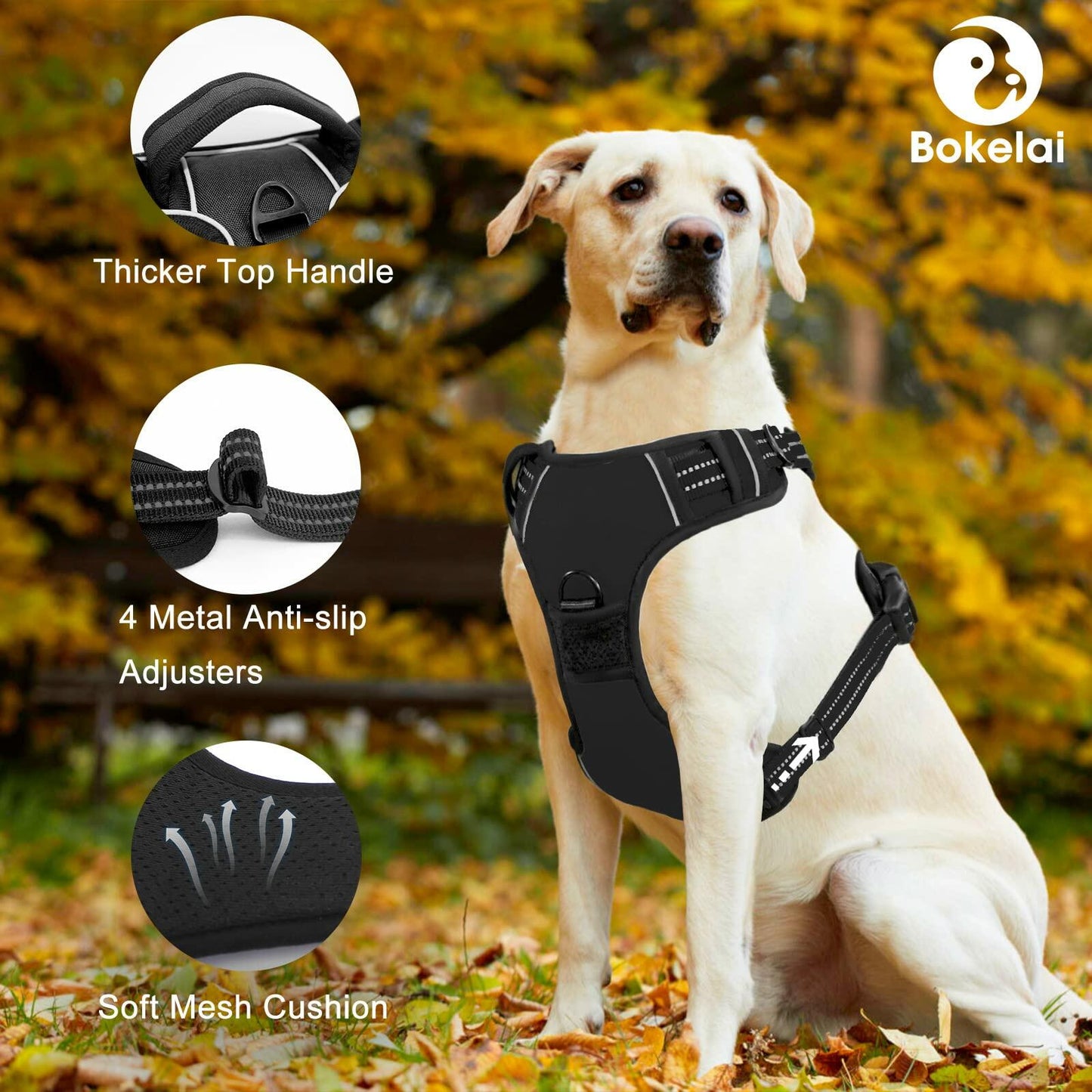 Reflective No-Pull Dog Harness | Adjustable Padded Front & Back Clip Harness