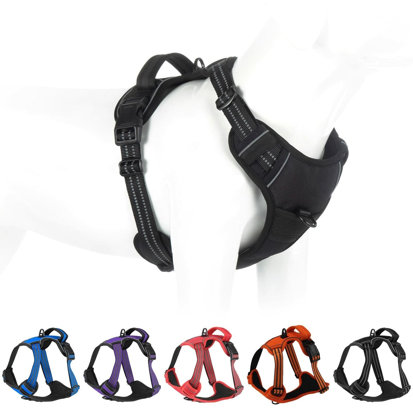 Reflective No-Pull Dog Harness | Adjustable Padded Front & Back Clip Harness