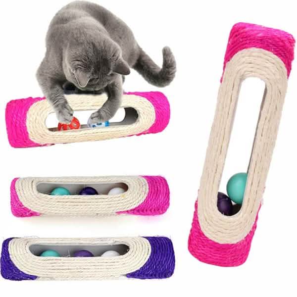 Interactive Sisal Cat Scratching Roller with 3 Rolling Balls | Scratch & Play Toy for Indoor Cats
