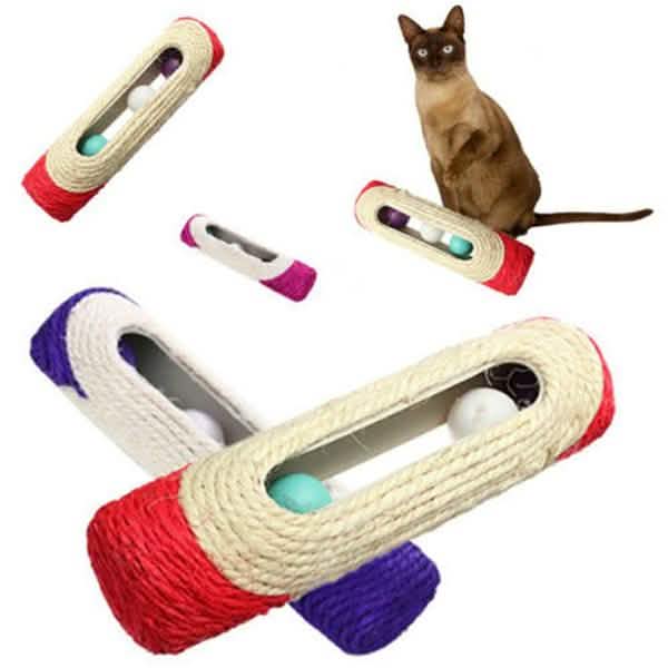Interactive Sisal Cat Scratching Roller with 3 Rolling Balls | Scratch & Play Toy for Indoor Cats
