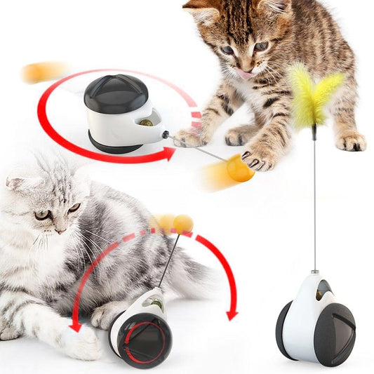 Interactive Balance Cat Toy with Catnip Ball & Feather – Self-Rocking Chasing Toy for Indoor Cats